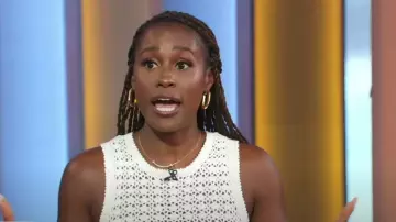 Leset Lucy Top in Cream worn by Issa Rae as seen in Good Morning America on August 1, 2023