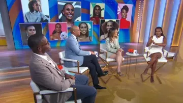 Jupe Leset Lucy en crème portée par Issa Rae vue dans Good Morning America le 1er août 2023