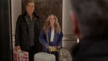 Roger Vivier Viv' Choc Disco Mini Bag in Suede Multicolour worn by Carrie Bradshaw (Sarah Jessica Parker) as seen in And Just Like That… (S02E08)