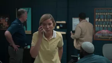 Moncler Polo cotton jersey logo top worn by Meg Bailey (Tessa Ferrer) as seen in Swagger (S02E07)