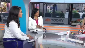 Veronica Beard Thaddeus Blazer Dickey à double poitrine porté par Kristen Welker comme vu dans Today on August 4, 2023