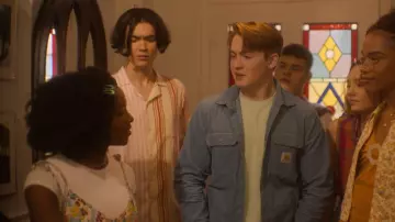 Another Influence Short Sleeve Striped Shirt worn by Tao Xu (William Gao) as seen in Heartstopper (S02E01)