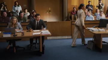 Valentino Black Quilted Leather Studded Pointed Toe Pumps worn by Lorna Crane (Becki Newton) as seen in The Lincoln Lawyer (S02E09)