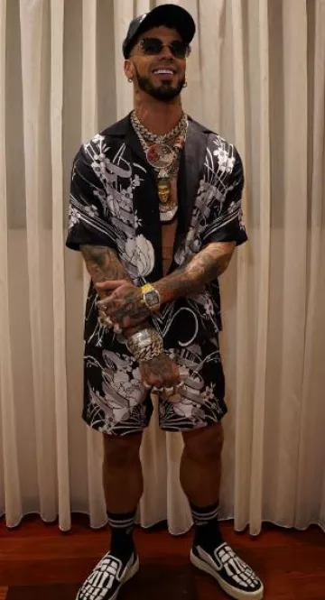 Amiri Black Varsity Script Socks worn by Anuel AA on his Instagram account @anuel