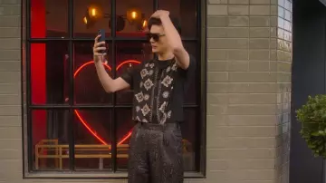 Asos Design Relaxed Revere Shirt in Sheer with Sparkle Embroidery worn by Tao Xu (William Gao) as seen in Heartstopper (S02E03)