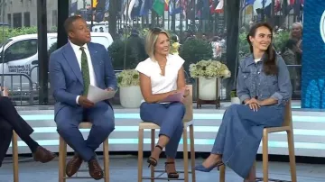 Mango Pocketed Denim Jacket worn by Liv Perez as seen in Today on August 7, 2023