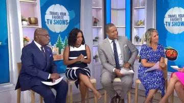 Talbots Stretch Smocked Midi Vestido usado por Dylan Dreyer como se ve en Today el 8 de agosto de 2023