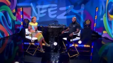 Chaleco de placa Prada Re-Nylon Triangle Logo usado por Jeezy como se ve en Good Morning America el 7 de agosto de 2023