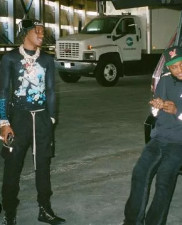 Rick Owens Black Denim Mastodon Joggers portés par Rich the Kid sur le compte Instagram @richthekid