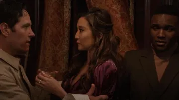 Rhode Lean­na Flo­ral Vel­vet Mi­ni Dress worn by Kimber (Ashley Park) as seen in Only Murders in the Building (S03E01)