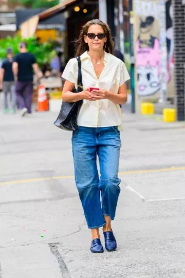 A.P.C. Poppy Tote Bag porté par Katie Holmes à New York le 9 août 2023