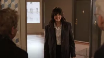 Remain Sin­gle-breast­ed Pin­stripe Coat worn by Mabel Mora (Selena Gomez) as seen in Only Murders in the Building (S03E02)