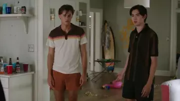 Beams Plus Pique Polo Print Stripe Print Shirt worn by Steven (Sean Kaufman) as seen in The Summer I Turned Pretty (S02E07)