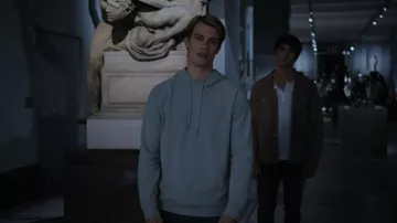 Litht blue hoodie worn by Prince Henry Nicholas Galitzine as