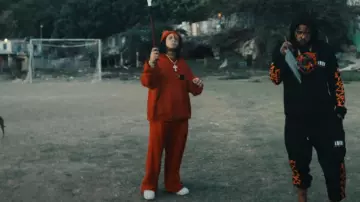 Balenciaga Red Taped Political Campaign Hoodie worn by Trippie Redd in Trippie Redd – Helicopter (feat. Tommy Lee Sparta) (Official Music Video)