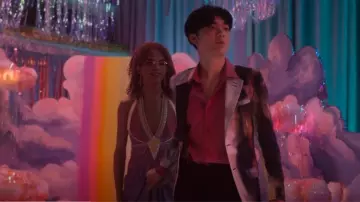 Haven Bleu Boho Sequin and Embroidered Jean Jacket worn by Elle Argent  (Yasmin Finney) as seen in Heartstopper (S02E03)