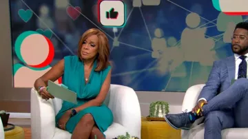 Michael Kors Collection Sleeveless Cowl-Neck Jersey Dress worn by Gayle King as seen in CBS Mornings on August 10, 2023
