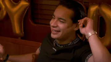 Mauvais Black/Gold Taped Tee worn by Jacob as seen in Below Deck Down Under (S02E06)