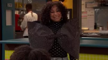 Alexander Wang Allover Logo Detailed Turtleneck Top worn by Raven Baxter (Raven-Symoné) as seen in Raven's Home (S06E14)