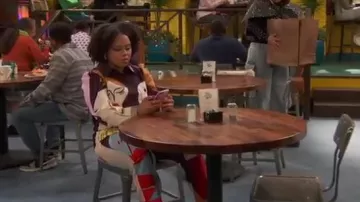 Zcrave Fetish Blouse & Pants Set in Black worn by Emily (Asia Martin) as seen in Raven's Home (S06E14)