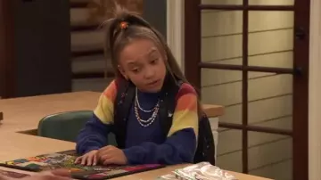 Aqua Cashmere Girls' Cashmere Colorblock Panel Crewneck worn by Alice Baxter (Mykal-michelle Harris) as seen in Raven's Home (S06E14)