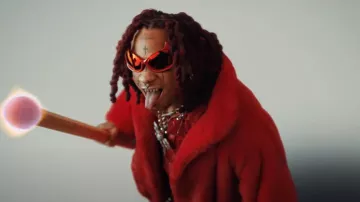 Balenciaga Red Gotham Cat Sunglasses worn by Trippie Redd in Closed Doors (Music Video) with Roddy Ricch