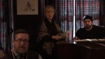 Sakkas Big Paisley Jacquard Layered Woven Pashmina Shawl worn by Loretta Durkin (Meryl Streep) as seen in Only Murders in the Building (S03E03)