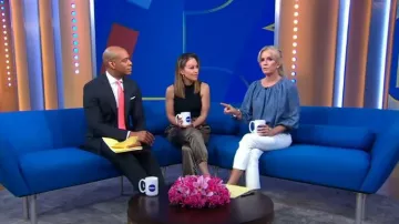 Christina Karin Louise Satin Pantalon porté par Eva Pilgrim comme vu dans Good Morning America le 15 août 2023