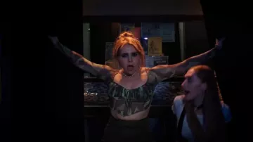 Shein Tie Dye Han­ky Hem Mesh Top worn by Lindsay (Mae Whitman) as seen in Up Here (S01E05)