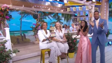 Michael Kors Collection Lace High-Waisted Flared Pants worn by Robin Roberts as seen in Good Morning America on August 16, 2023