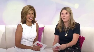 Karl Lagerfeld Eyelet Embroidered A Line Dress worn by Hoda Kotb as seen in Today with Hoda & Jenna on August 17, 2023