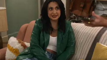 Stradivarius Faux Leather Blazer worn by Valentina (Francia Raisa) as seen in How I Met Your Father (S02E20)