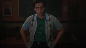 Beams Plus Blue Zip Po­lo worn by Jughead Jones (Cole Sprouse) as seen in Riverdale (S07E19)