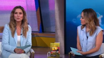 Officine Générale Mathilde Organic Denim Blazer worn by Rhiannon Ally as seen in Good Morning America on August 18, 2023