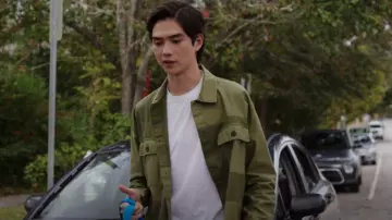 Frame Tonal Patchwork Cotton Button-Up Shirt In Green worn by Steven (Sean Kaufman) as seen in The Summer I Turned Pretty (S02E08)
