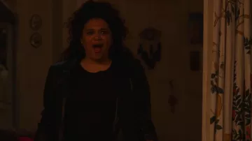 Alice + Olivia Aubrey Vegan Leather Puff-Sleeve Top worn by Mavis Beaumont (Michelle Buteau) as seen in Survival of the Thickest (S01E08)