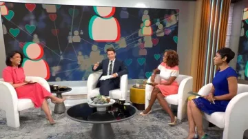 Donna ricco Lace-Trim A-Line Vestido usado por Jericka Duncan como se ve en CBS Mornings el 18 de agosto de 2023