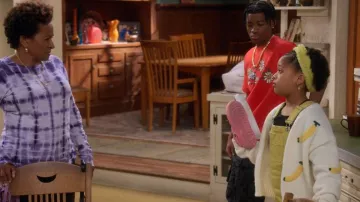Forever 21 Girls Banana Print Cardigan Sweater worn by Maya Upshaw(Journey Christine) as seen in The Upshaws (S04E01)