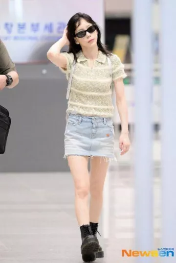 Lunettes de soleil à monture ovale Gentle Monster Bandoneon.S01 portées par Taeyeon à l’aéroport d’Incheon le 21 août 2023