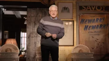 Faherty Donegal Chest Stripe Crewneck Sweater worn by Charles-Haden Savage (Steve Martin) as seen in Only Murders in the Building (S03E04)