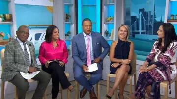 Gucci Leather Belt with Double G Buckle worn by Sheinelle Jones as seen in Today on  August 23, 2023