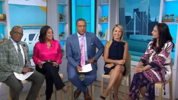 Vince Camuto Halter Tie Neck A-Line Dress worn by Dylan Dreyer as seen in Today on August 23, 2023