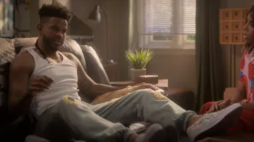 Vans Classic Slip On Butterfly Floral Marshmallow Men's Skate Shoes worn by Aaron Jackson (Trevor Jackson) as seen in grown-ish (S06E09)