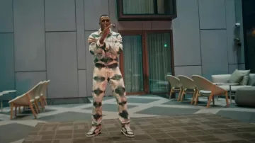 Louis Vuitton White & Blue Dyed Monogram Denim Jacket worn by Bugzy Malone in Mrs Lonely (Official Music Video)