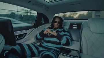 Pantalon Marni Black & Turquoise Striped Mohair porté par Digga D dans Kindness For Weakness (Clip officiel)