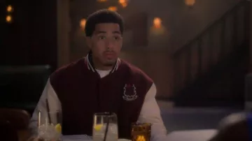 Loewe Herbarium Embroidred Wool Blend Bomber porté par Andre Johnson, Jr. (Marcus Scribner) tel que vu dans grown-ish (S06E09)