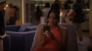 Off-White Red Off Stamp Maxi Dress worn by Annika Longstreet (Justine Skye) as seen in grown-ish (S06E09)