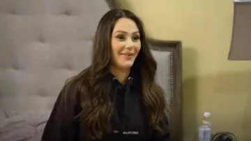 Leo Skepi Collection Not Above Violence Hoodie worn by Jenni Farley as seen in Jersey Shore: Family Vacation (S06E21)