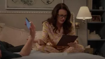 Versace Long-Sleeve Py­ja­ma Top worn by Charlotte York (Kristin Davis) as seen in And Just Like That… (S02E11)