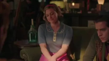 Shein Simple Retro Contrast Trim Polo Neck Top worn by Betty Cooper (Lili Reinhart) as seen in Riverdale (S07E20)